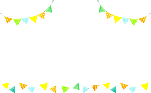 istock Garland background for birthday celebrations and parties. Cute hand-drawn watercolor illustrations. 1723691971