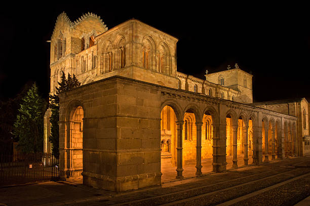 Basílica of San Vicente at night | Avila stock photo