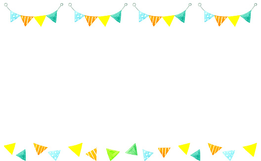 istock Garland background for birthday celebrations and parties. Cute hand-drawn watercolor illustrations. 1723693031
