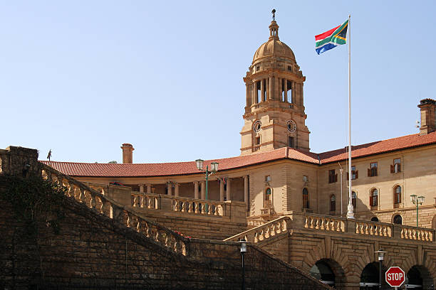 Union Buildings, Pretoria, South Africa three A section of the beautiful architecture of the Union Buildings in Pretoria, South Africa. This is an historical building designed by Sir Herbert Baker and has become a popular place to visit for tourists to the area. pretoria stock pictures, royalty-free photos & images
