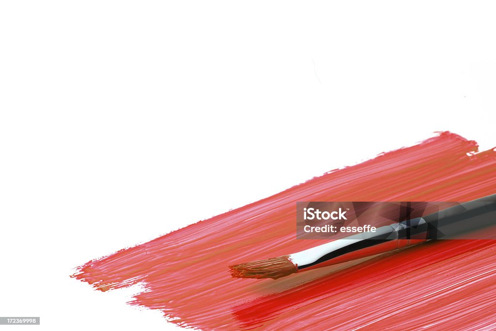 Pittura con pennello rosso - Foto stock royalty-free di Arti e mestieri