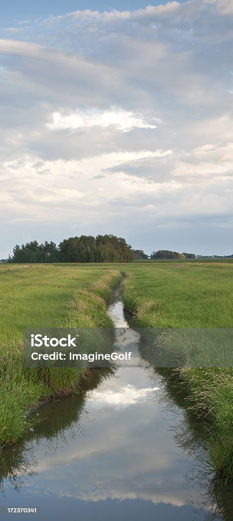 Man Made Irrigation Canal on the Plains "A man made irrigation or drainage canal on the prairie. Manitoba, Canada." Prairie Stock Photo