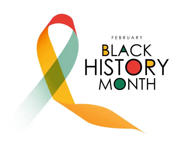 Vector illustration of Black history month celebrate. Vector illustration design graphic Black history month concept, ribbon in the form of a heart vector stock illustration
