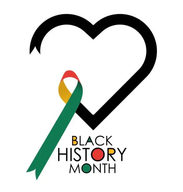 Vector illustration of Black history month celebrate. Vector illustration design graphic Black history month concept, ribbon in the form of a heart vector stock illustration