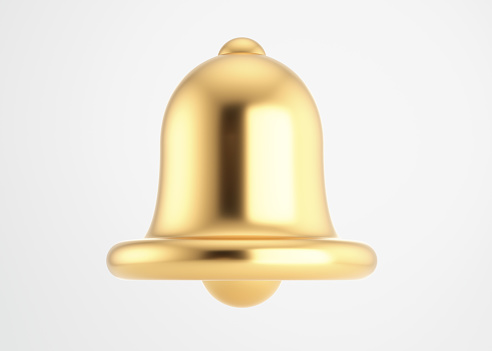 Gold  notification bell icon set isolated on white background.
