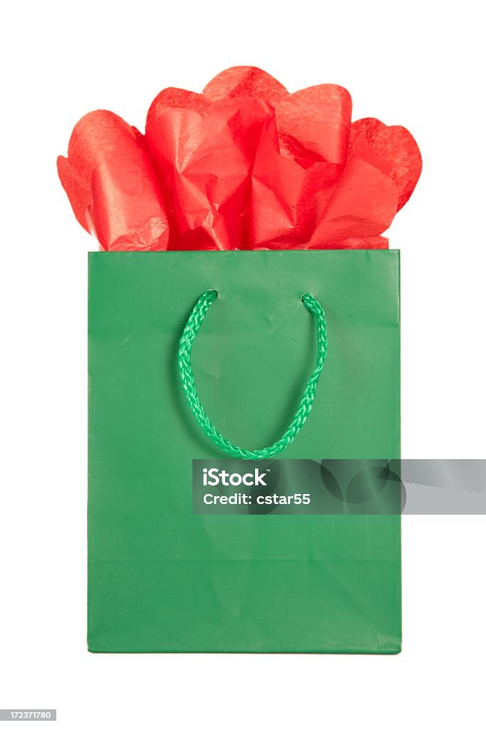 Holiday: Verde y rojo Navidad serie de bolsas de regalos - Foto de stock de Bolsa - Objeto fabricado libre de derechos