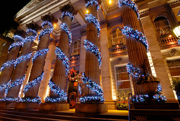 Christmas Decorated Building stock photo