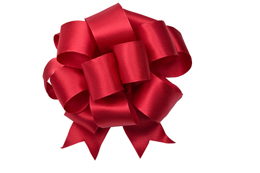 Big Red Christmas bow with a clipping path on white.