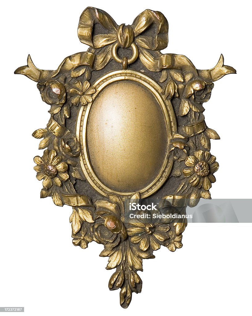 Ornamental picture frame for an oval portrait from bookcover This is an ornamental picture frame for an oval portrait, cropped from a bookcover of a family book. Ancient Stock Photo