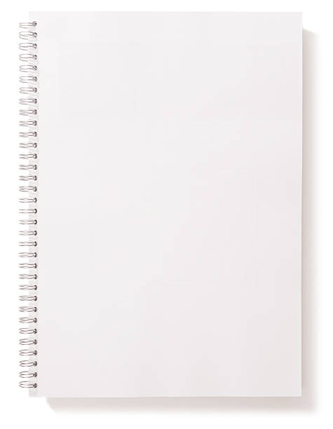 A white spiraled notebook on white background stock photo