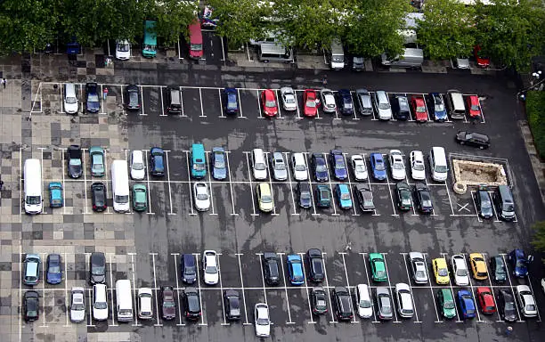 parking lot seen from the intershop tower in Jena downtown