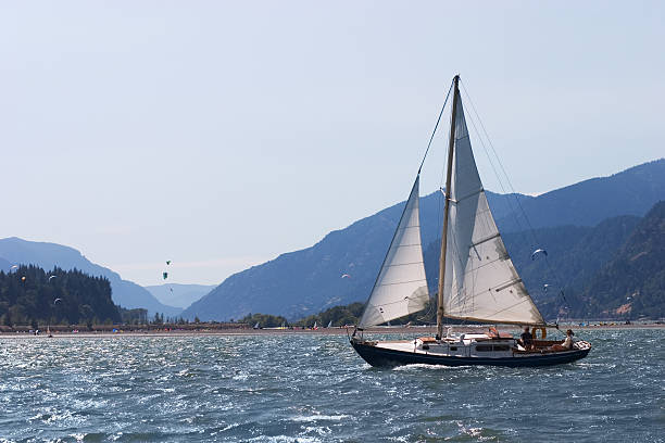Sailboat on water with mountains in background.More of my sports images: