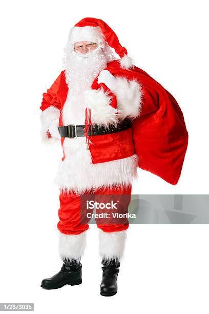 Foto de Papai Noel Com O Saco Dele Em Branco e mais fotos de stock de Papai Noel - Papai Noel, Corpo inteiro, Santo