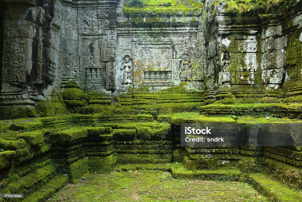 Angkor Wat- cubierto de musgo pared - Foto de stock de Angkor Wat libre de derechos