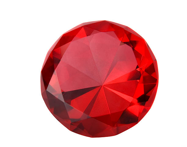 Close-up of a sparkling red ruby Ruby isolated on white. stone object stock pictures, royalty-free photos & images