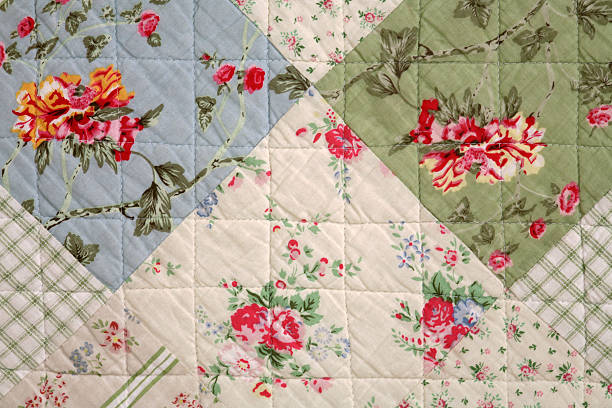 istock Detail of patchwork blanket decorated with pastel flowers, top view 172373162