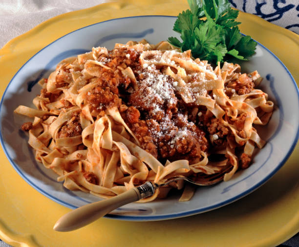 Tagliatelle with Bolognaise Sauce stock photo