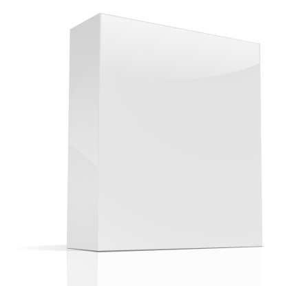 This is a blank software or cereal box with a glossy finish. It is three-dimensional white box on a white background. This can be easily customized with your own design. Also see: