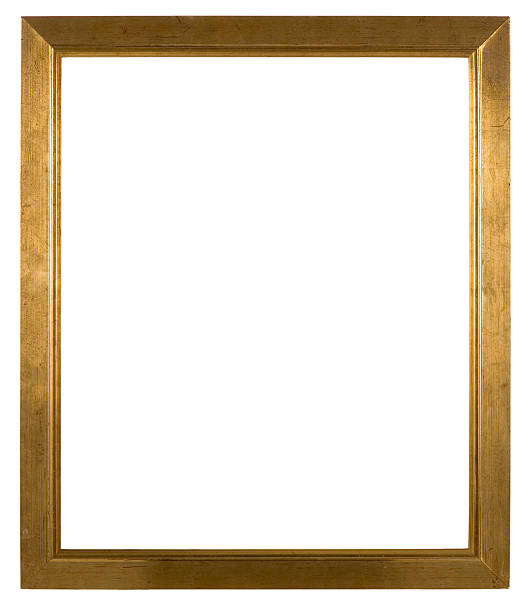 Empty wooden picture frame isolated on white background