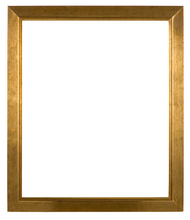 Large empty picture frame, distressed gold finish
