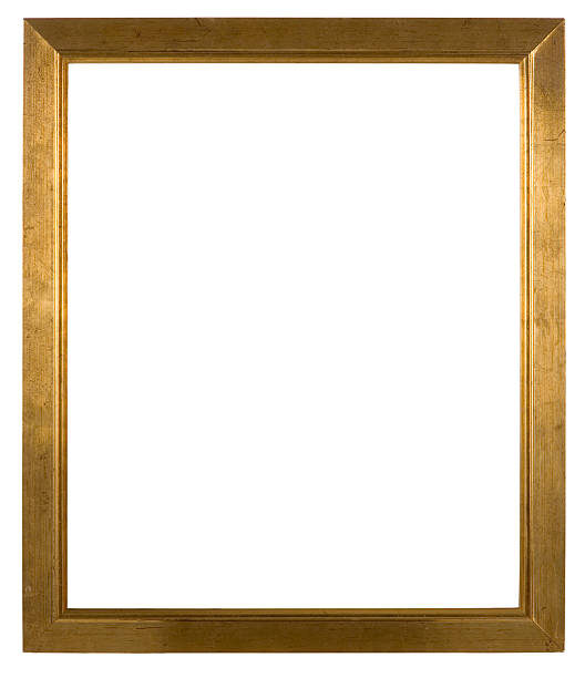 Empty wooden picture frame isolated on white background Large empty picture frame, distressed gold finish gold leaf metal photos stock pictures, royalty-free photos & images