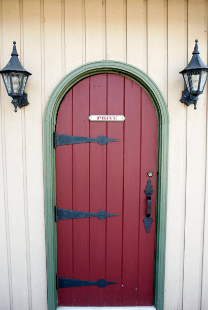 istock Red Door and Electric Coach Lamps 172375614