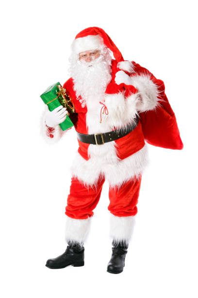 istock Santa with gifts (on white) 172376157
