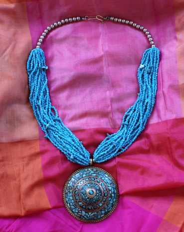 Typical MasaA Necklace inlayed with turquoise stone