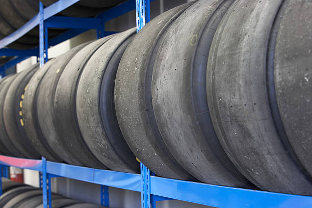 used racing tires for stock car practice pit stops.