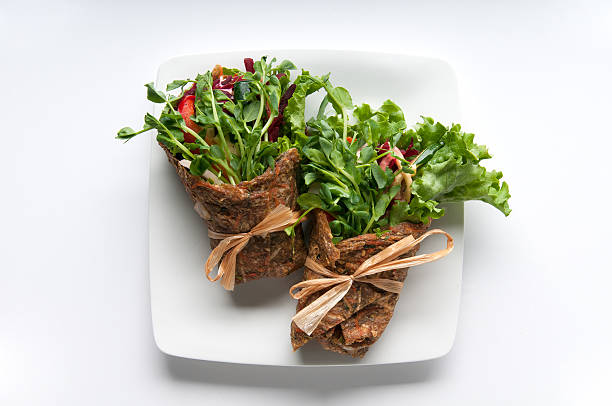 Vegan Falafel Wraps on a White Plate