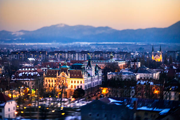 istock Ljubljana cityscape at dusk 172378462