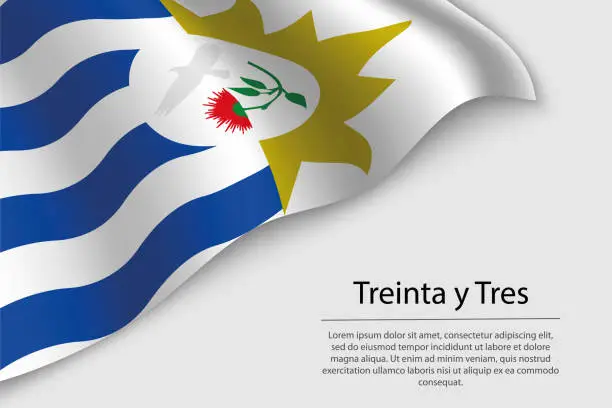 Vector illustration of Wave flag of Treinta y Tres is a state of Uruguay.