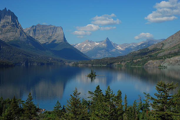 Wild Goose Island in St. Mary Lake stock photo