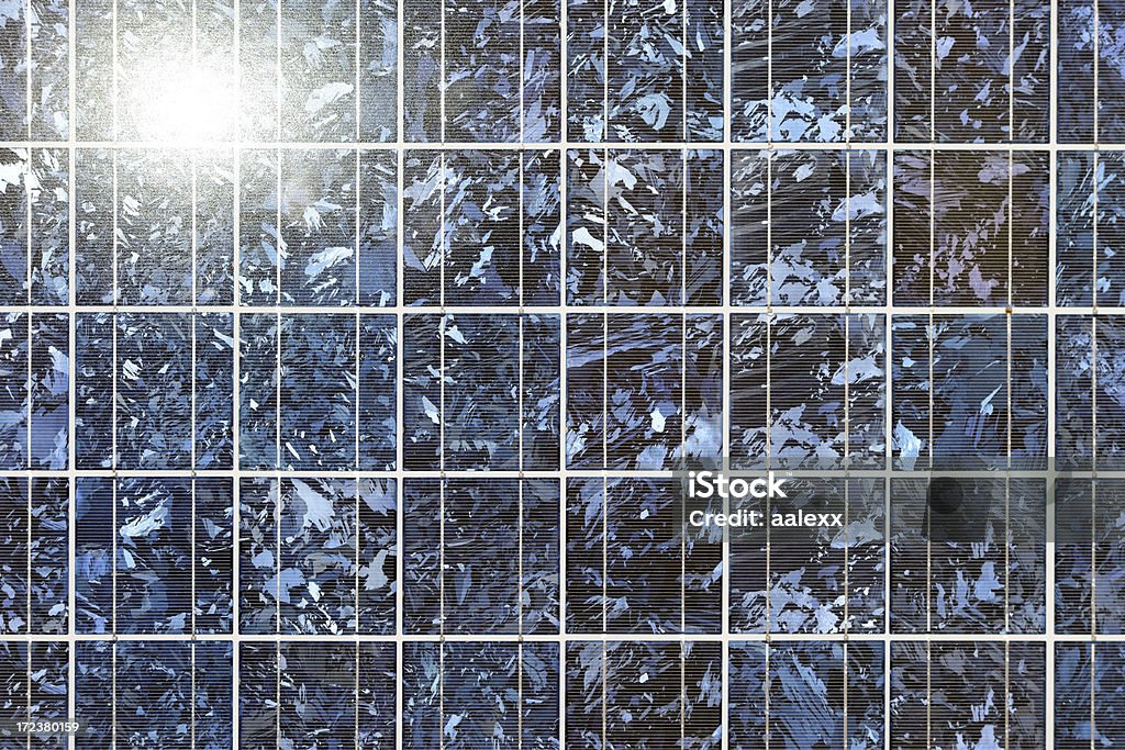 solar panel in the sun the sun panel is reflecting the sun Blue Stock Photo