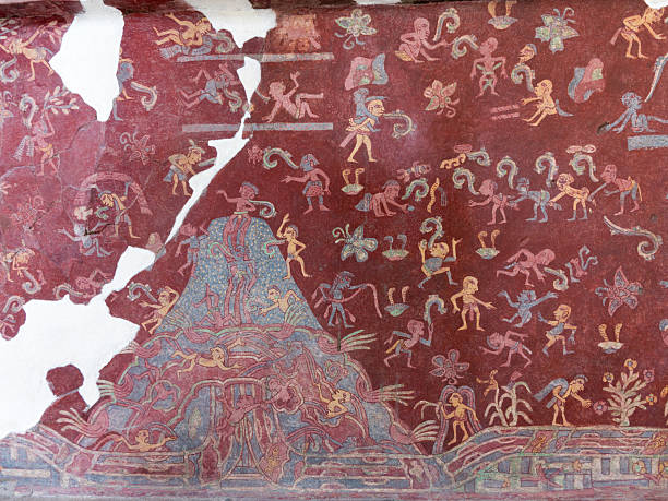 murales di teotihuacan - teotihuacan foto e immagini stock