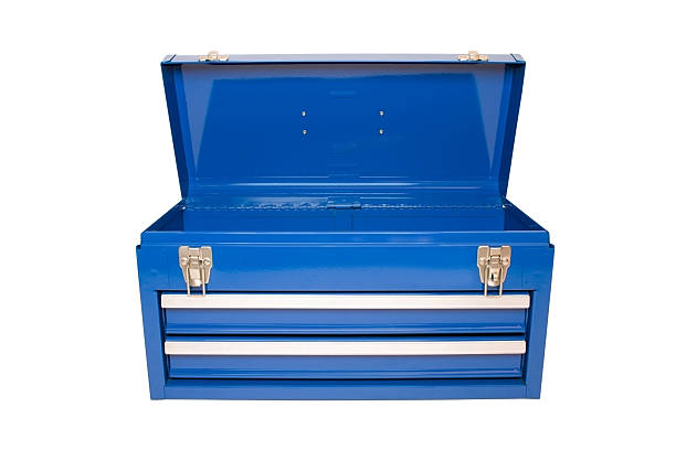 ouvert bleu boîte à outils - toolbox photos et images de collection