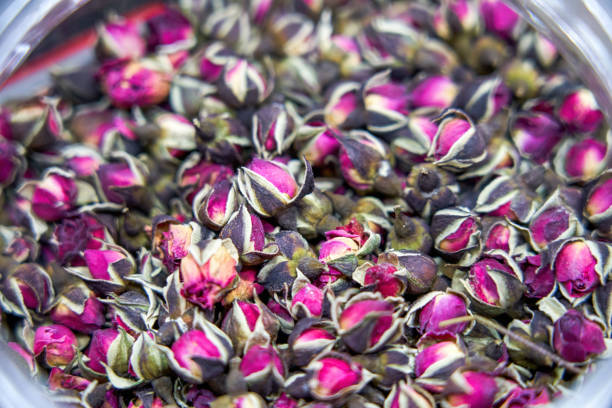 Dried rose flower tea close-up