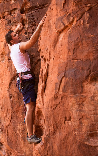 Happy Rock Climber stock photo