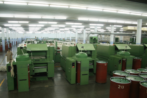 Row of Carding machines (Crosrol) in Textile Spinning unit.