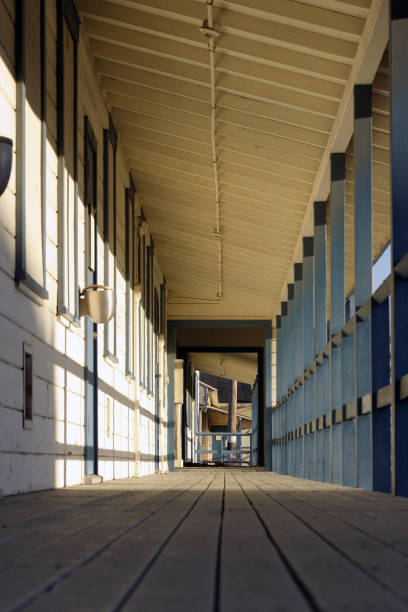 empty hallway at abandoned property stock photo