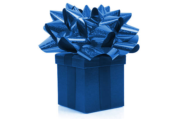 bow cadeau avec gros - gift blue gift box box photos et images de collection