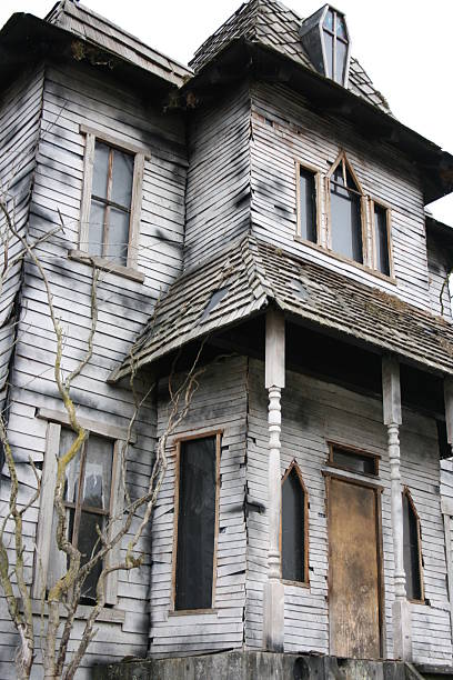 istock Front left exterior of haunted mansion 172383030
