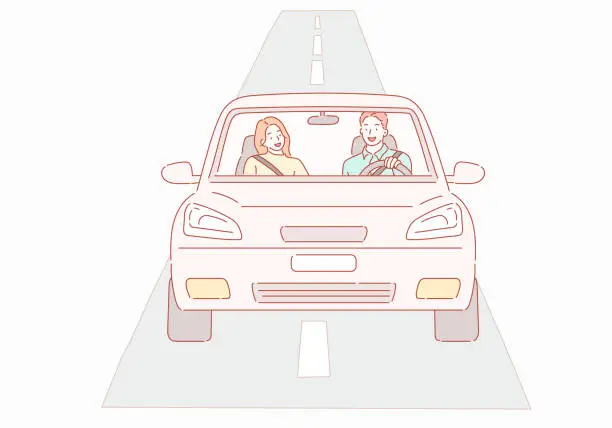 Vector illustration of Car with driver man.