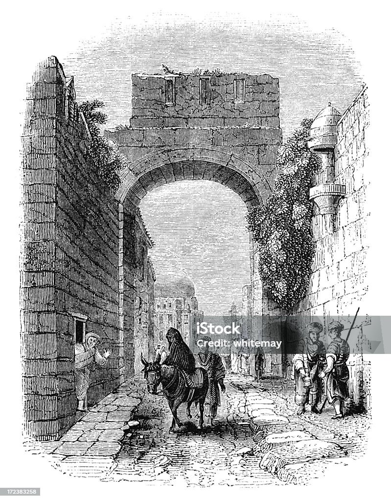 Via Dolorosa Street, Jérusalem (Victorian Gravure sur bois) - Illustration de 1860-1869 libre de droits