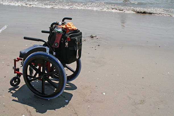 istock Wheel chair on the beach 172383960
