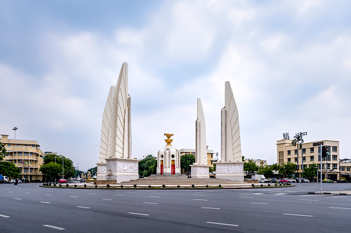 Bangkok, Thailand - Sep 23, 2023 : Architecture Of Monument, Democracy Monument, Traffic Circle, Ratchadamnoen District, Bangkok.