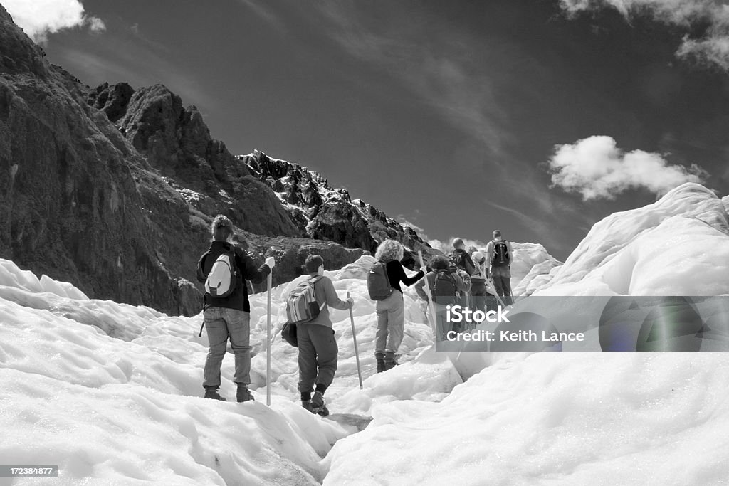 Ice Climbing  Black And White Stock Photo