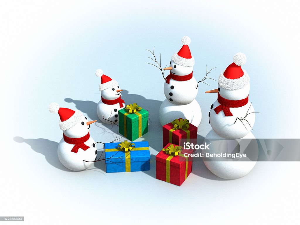 Pupazzo di neve famiglia a Natale XL - Foto stock royalty-free di Illustrazione