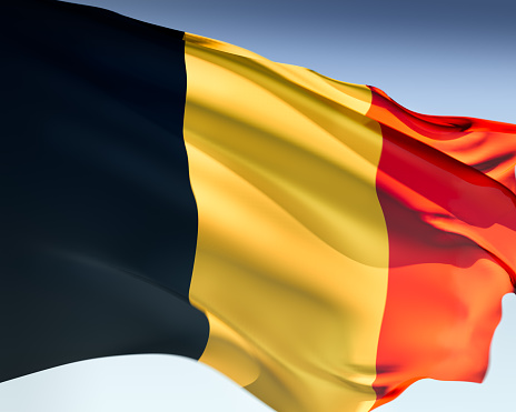 Belgian flag waving in the wind. Elaborate rendering including motion blur and even a fabric texture (visible at 100%).