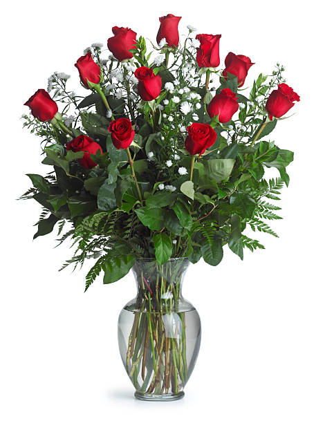 장미 꽃다발 - roses in a vase 뉴스 사진 이미지